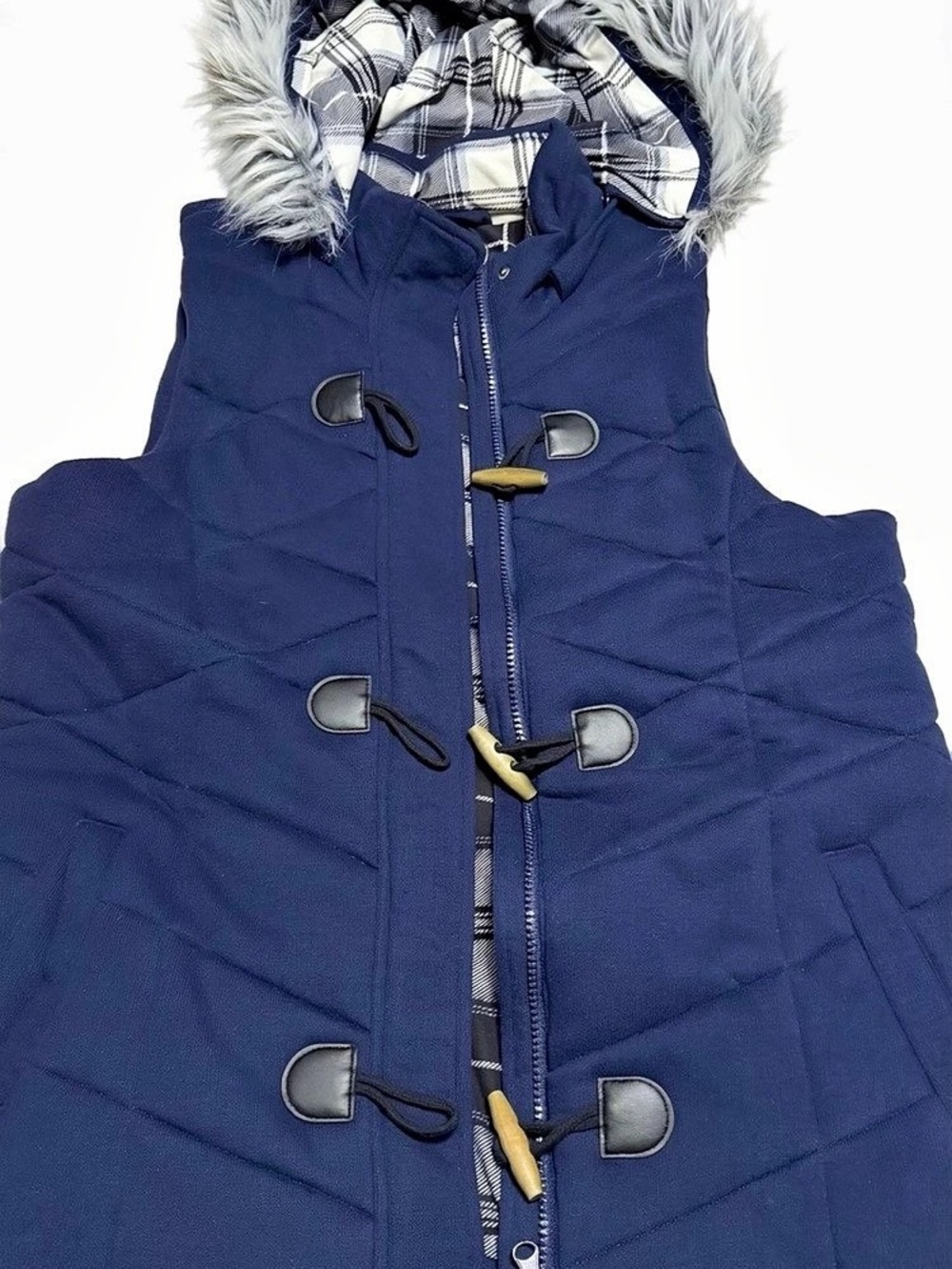 Maurices Hooded Toggle Puffer Vest Women's Blue